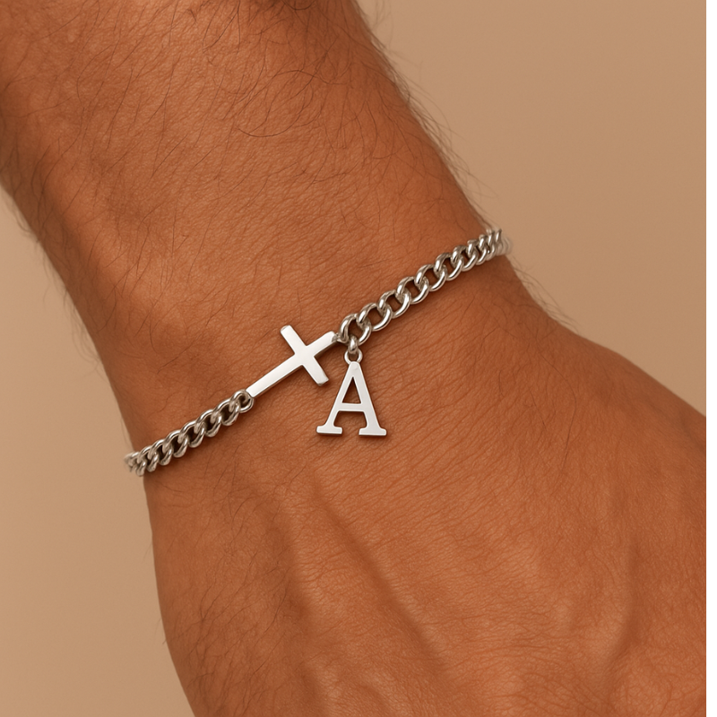 Pulsera con Inicial y Cruz