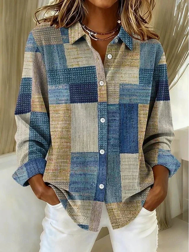 Merritt | Blusa vintage de patchwork con botones