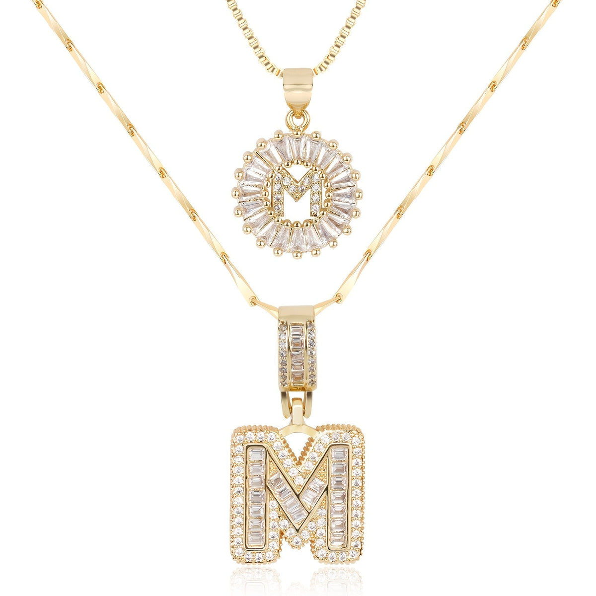 Set de 2 Collares con Inicial y Brillo