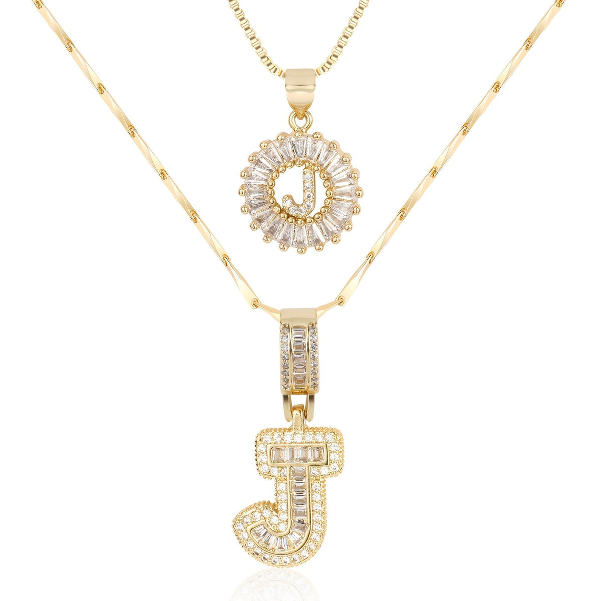 Set de 2 Collares con Inicial y Brillo