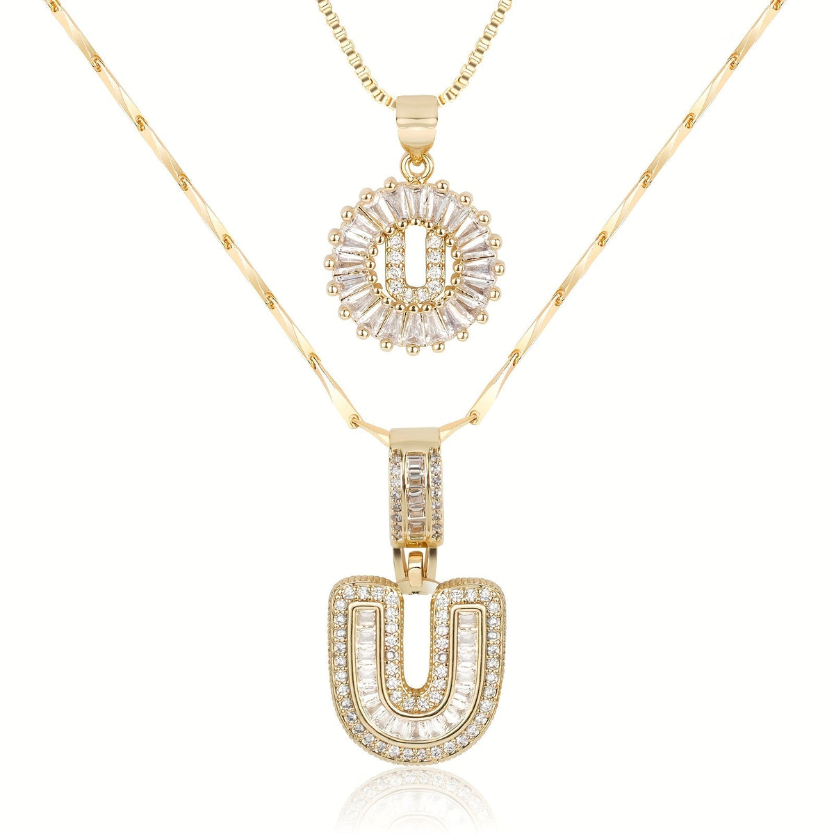Set de 2 Collares con Inicial y Brillo