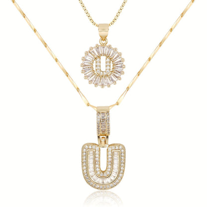 Set de 2 Collares con Inicial y Brillo