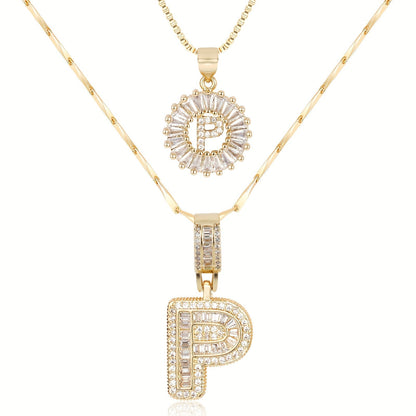 Set de 2 Collares con Inicial y Brillo