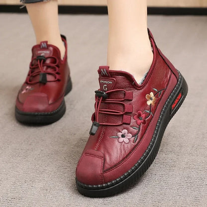 Inés™ | Zapatillas de Piel Forradas con Cordones Elásticos