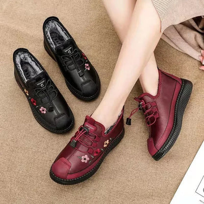 Inés™ | Zapatillas de Piel Forradas con Cordones Elásticos
