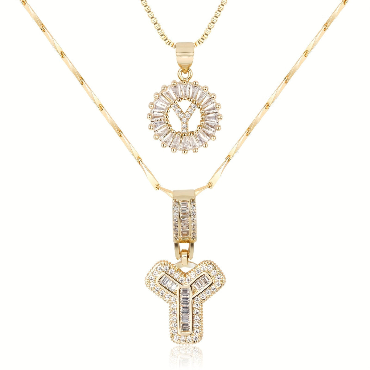 Set de 2 Collares con Inicial y Brillo