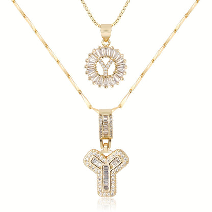 Set de 2 Collares con Inicial y Brillo