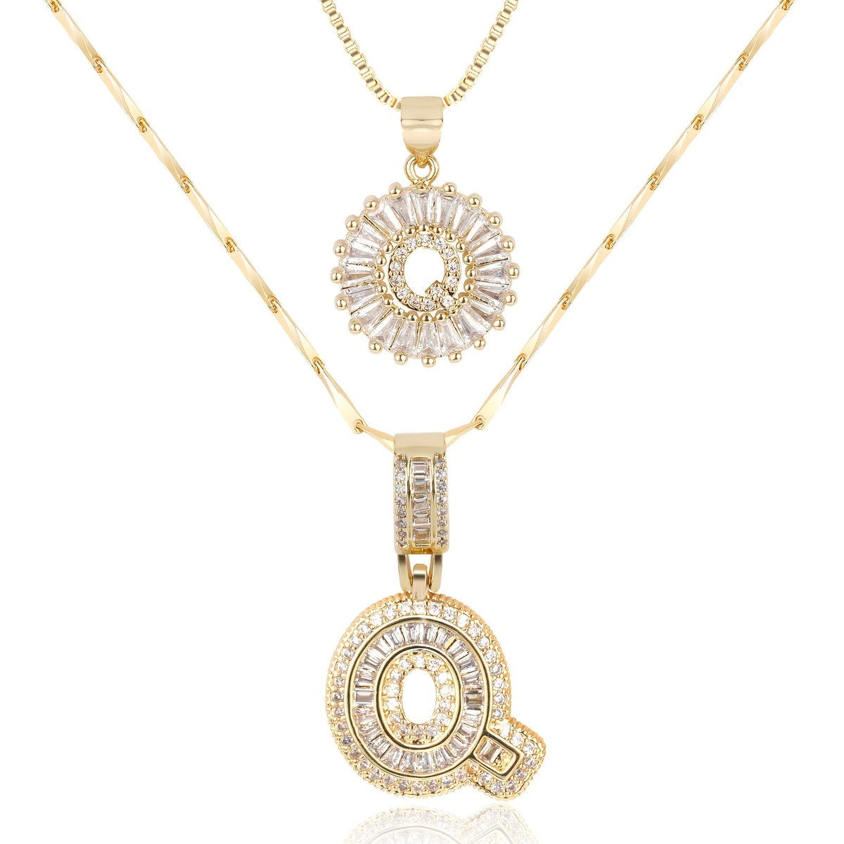 Set de 2 Collares con Inicial y Brillo