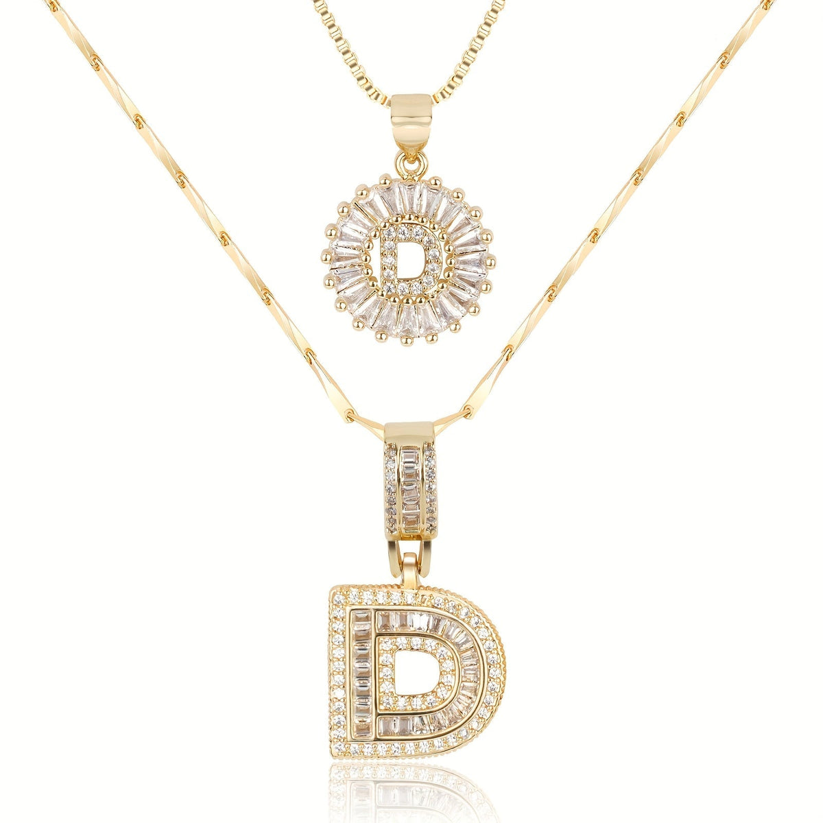 Set de 2 Collares con Inicial y Brillo
