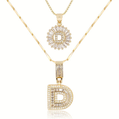 Set de 2 Collares con Inicial y Brillo