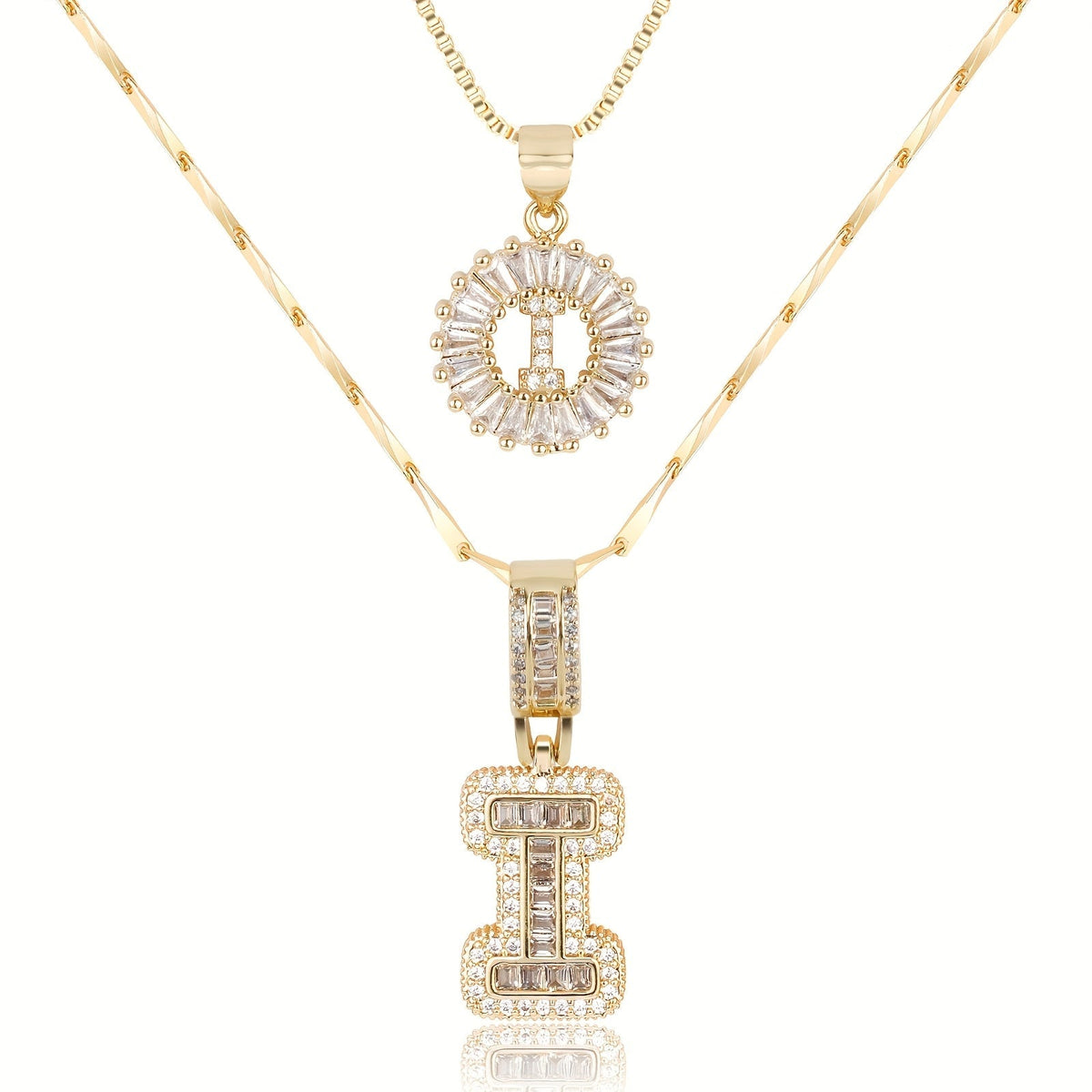 Set de 2 Collares con Inicial y Brillo