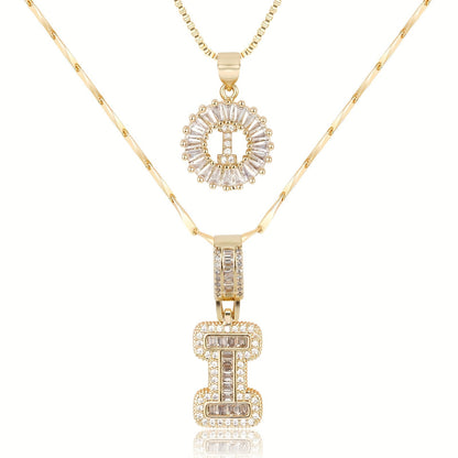 Set de 2 Collares con Inicial y Brillo