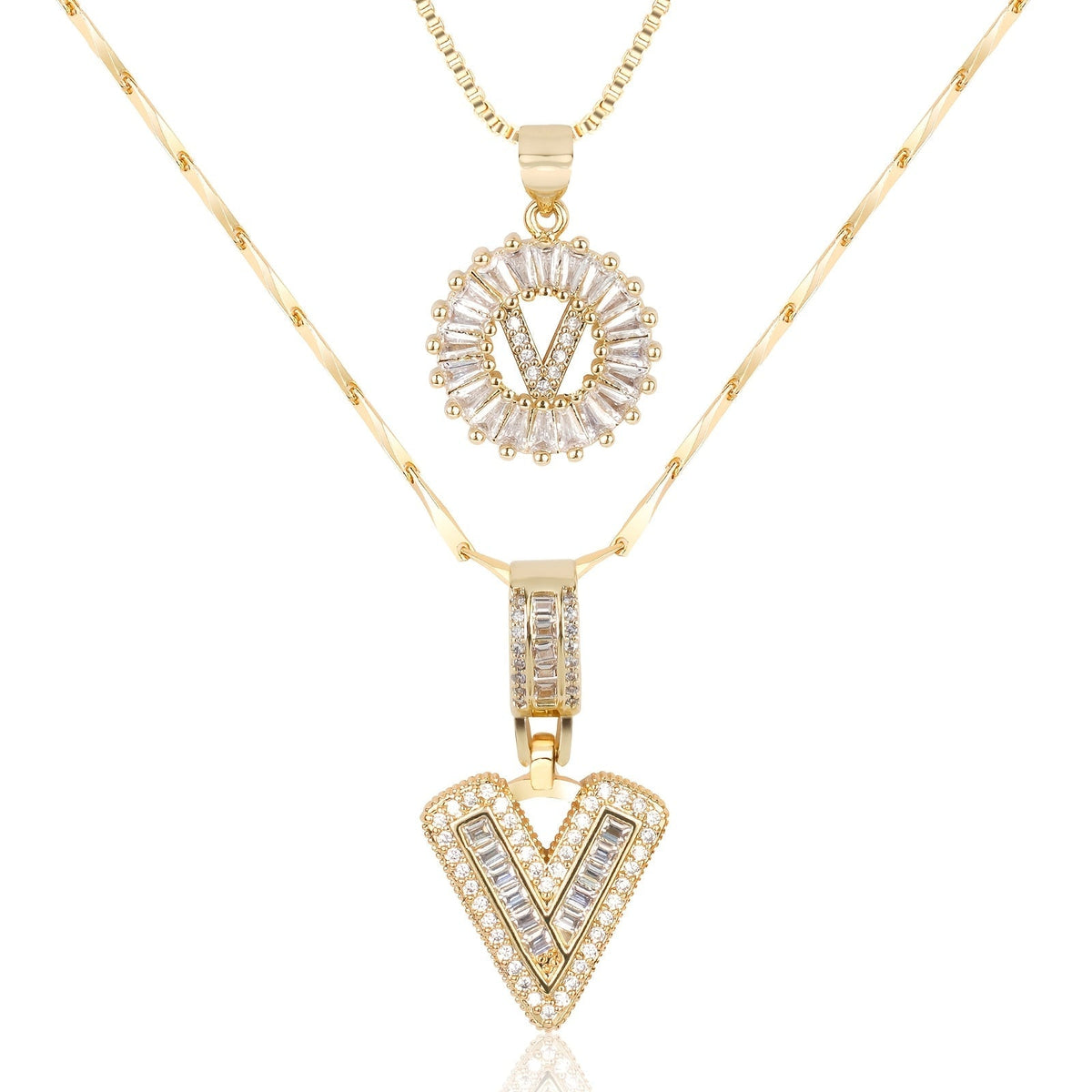 Set de 2 Collares con Inicial y Brillo