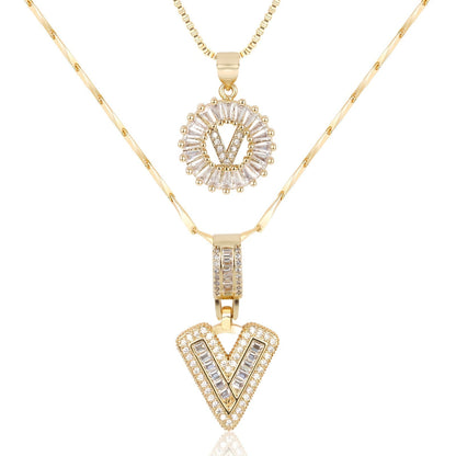Set de 2 Collares con Inicial y Brillo