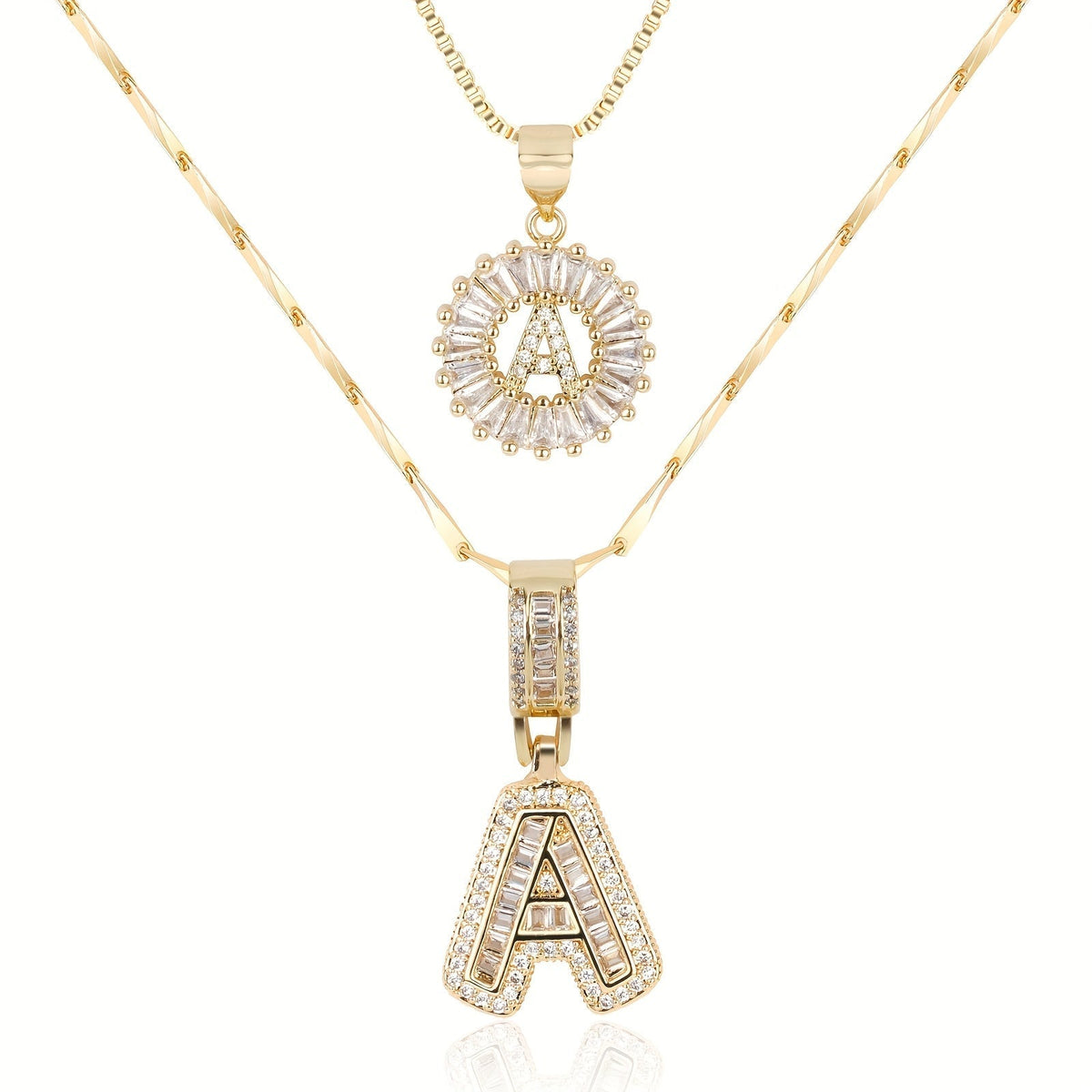 Set de 2 Collares con Inicial y Brillo
