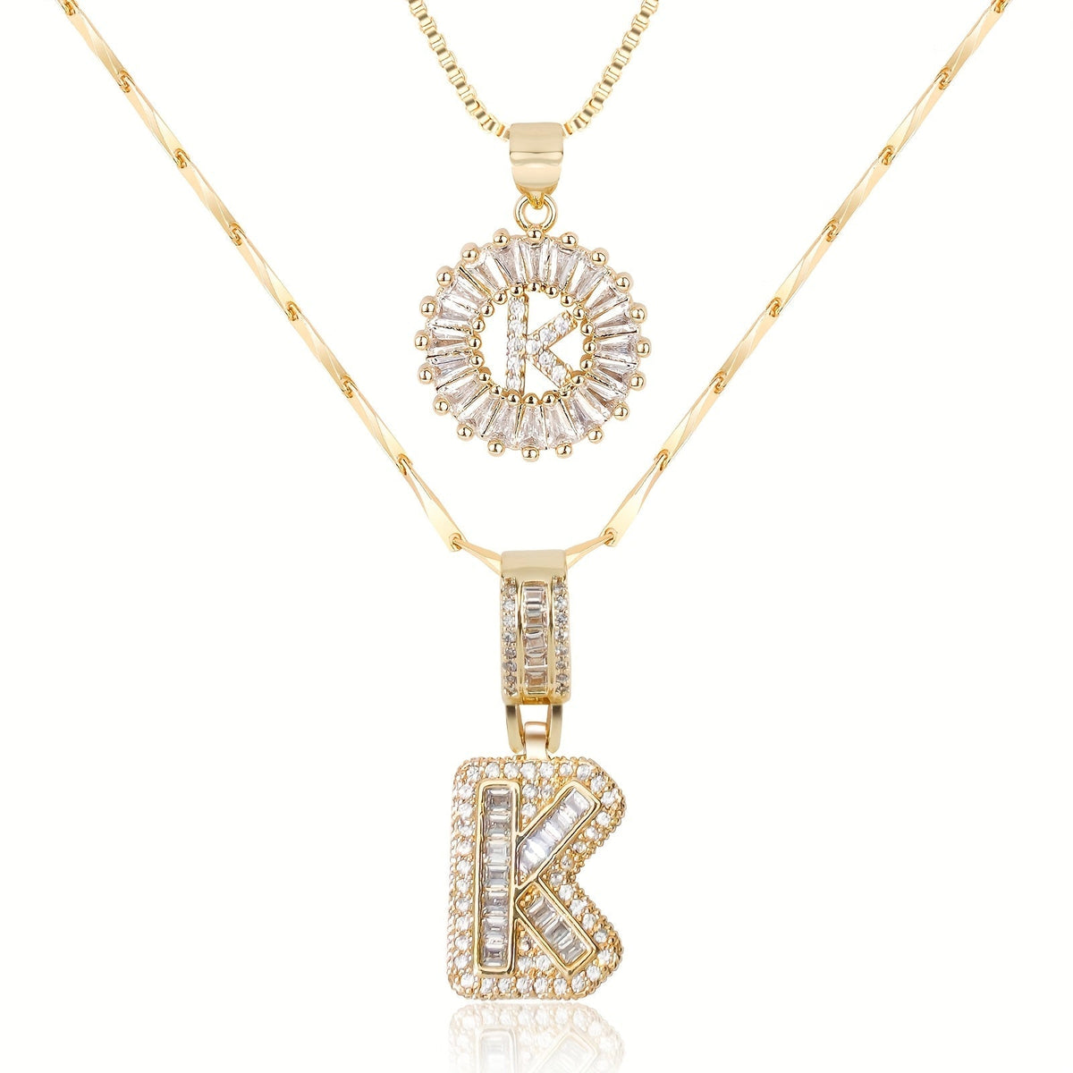Set de 2 Collares con Inicial y Brillo