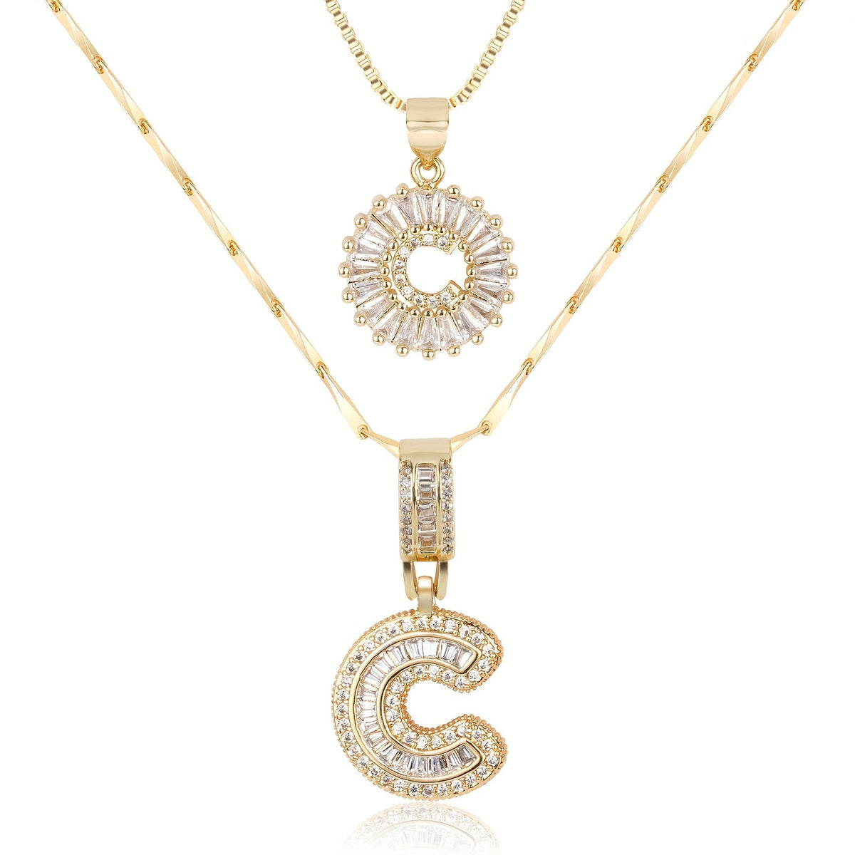 Set de 2 Collares con Inicial y Brillo