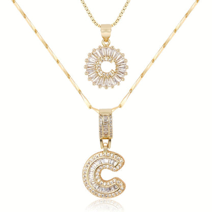 Set de 2 Collares con Inicial y Brillo