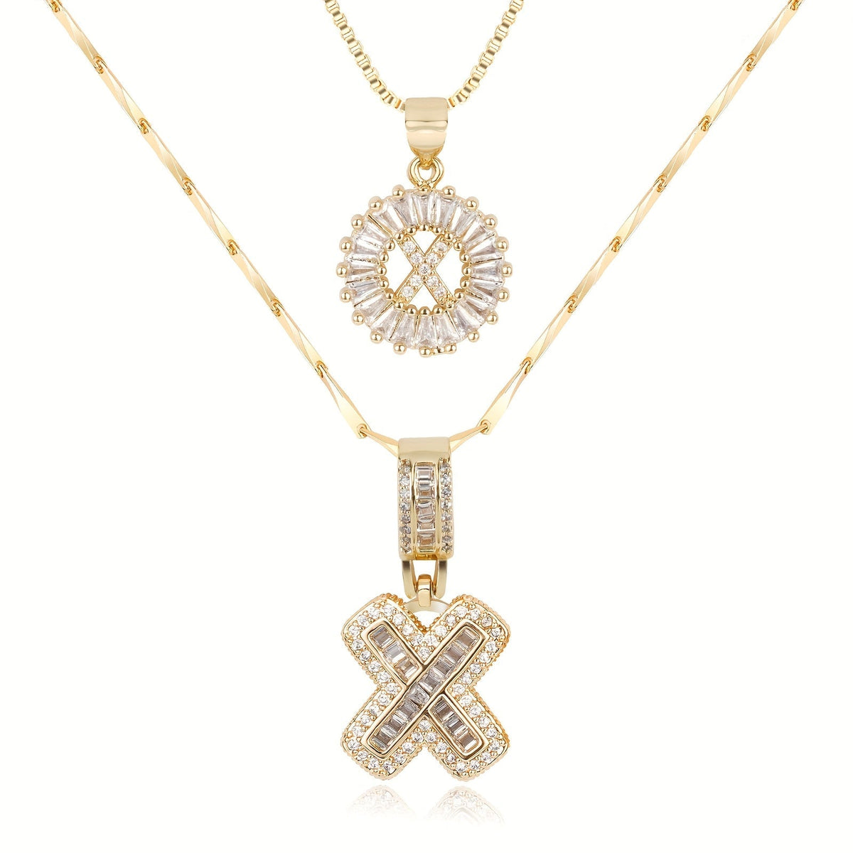 Set de 2 Collares con Inicial y Brillo