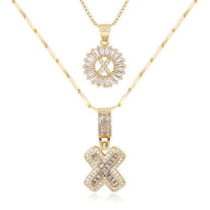 Set de 2 Collares con Inicial y Brillo