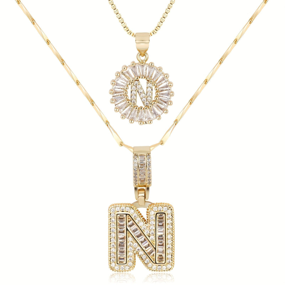 Set de 2 Collares con Inicial y Brillo