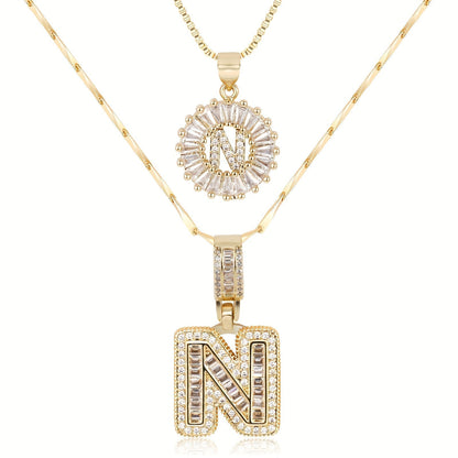 Set de 2 Collares con Inicial y Brillo