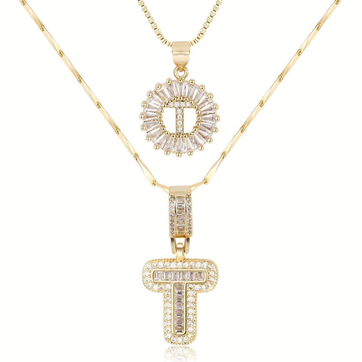 Set de 2 Collares con Inicial y Brillo