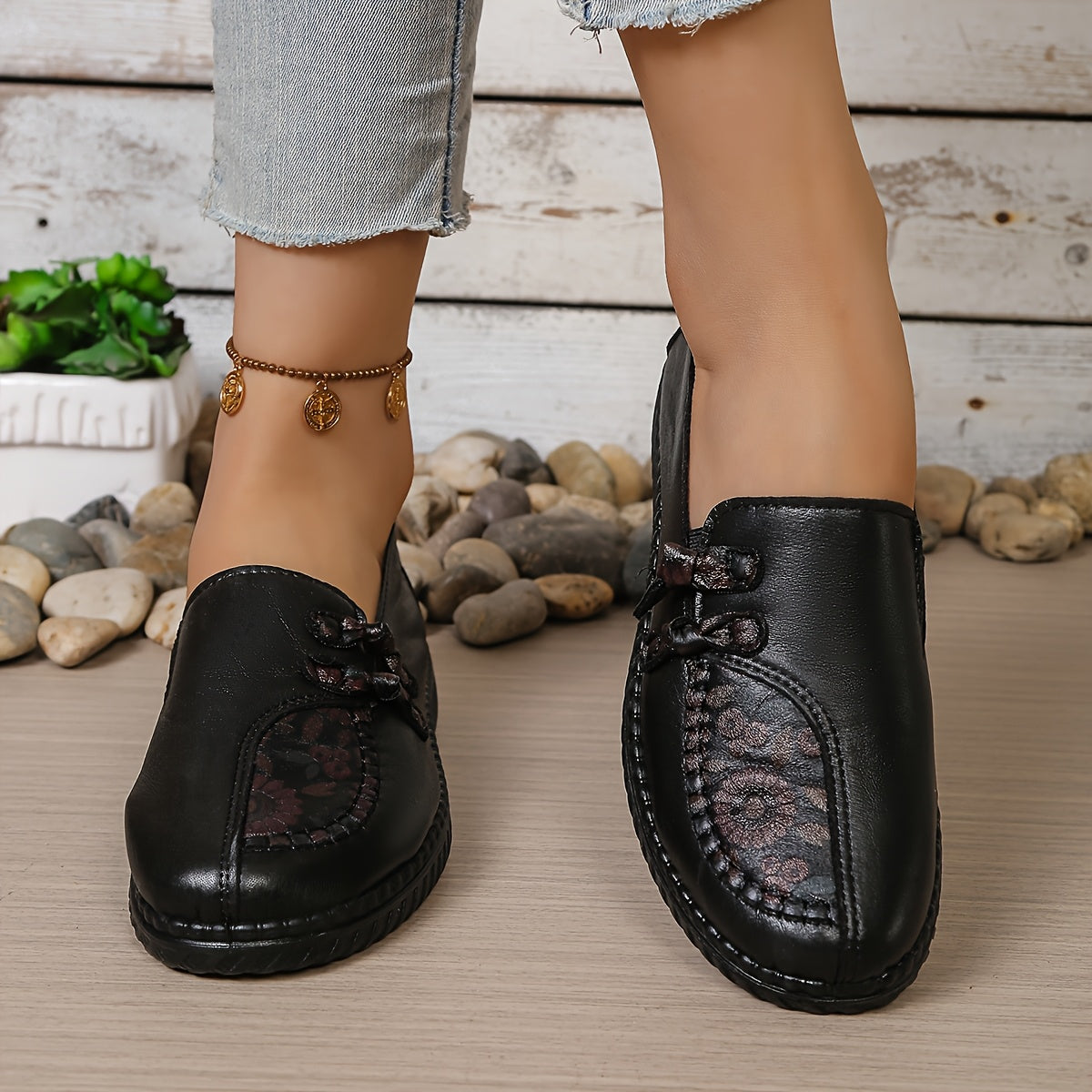 Carmen™ | Mocasines de Piel Confort con Bordado Floral
