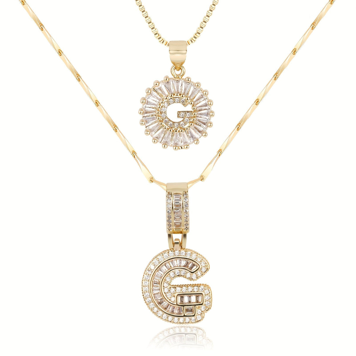 Set de 2 Collares con Inicial y Brillo