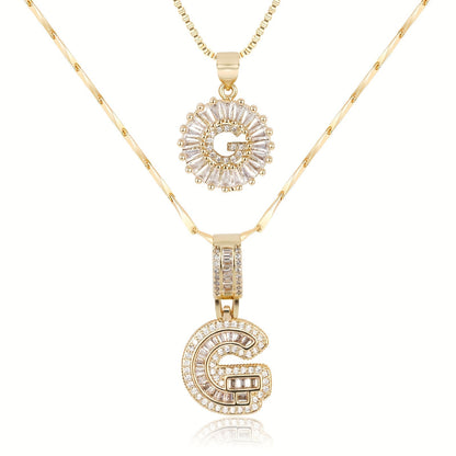 Set de 2 Collares con Inicial y Brillo