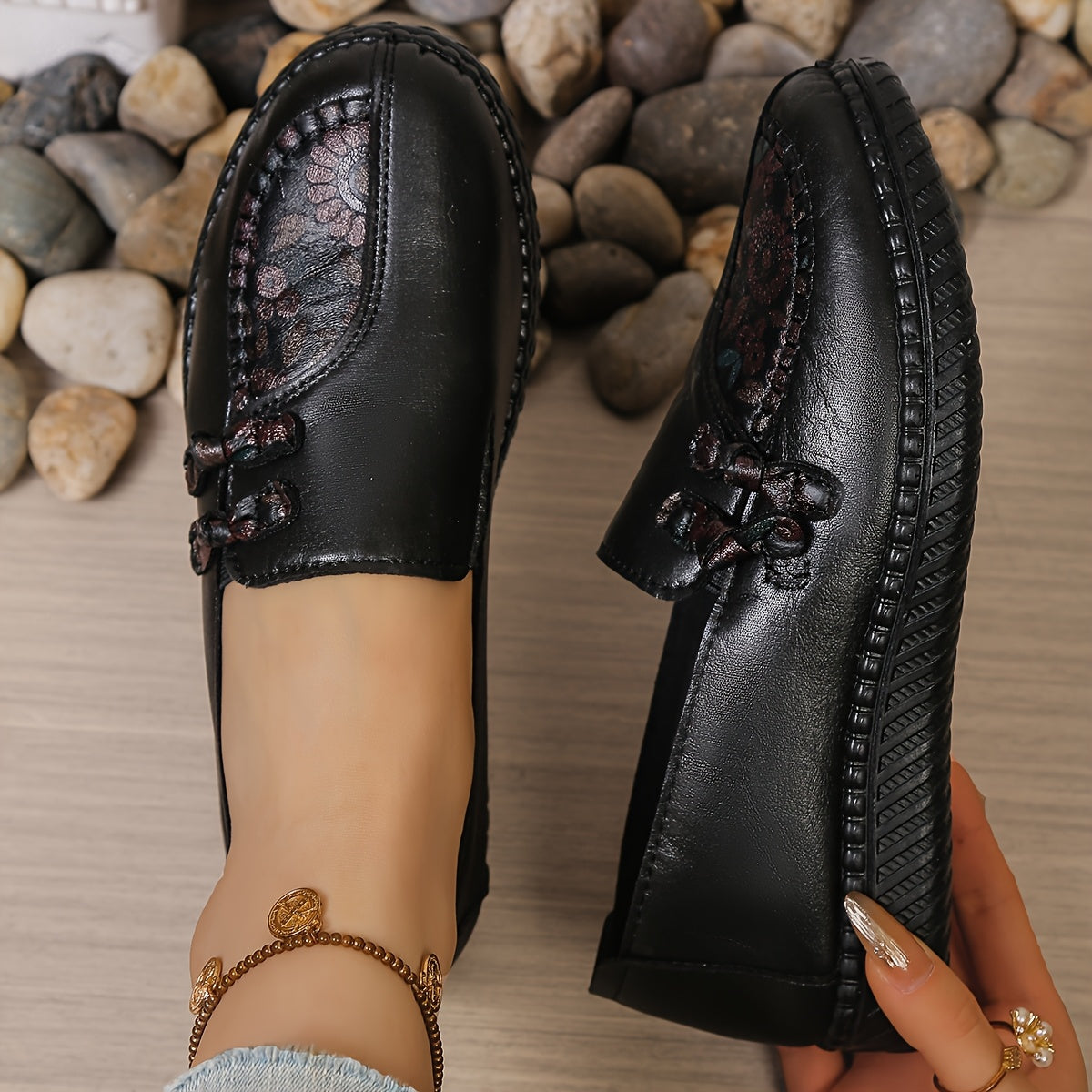 Carmen™ | Mocasines de Piel Confort con Bordado Floral