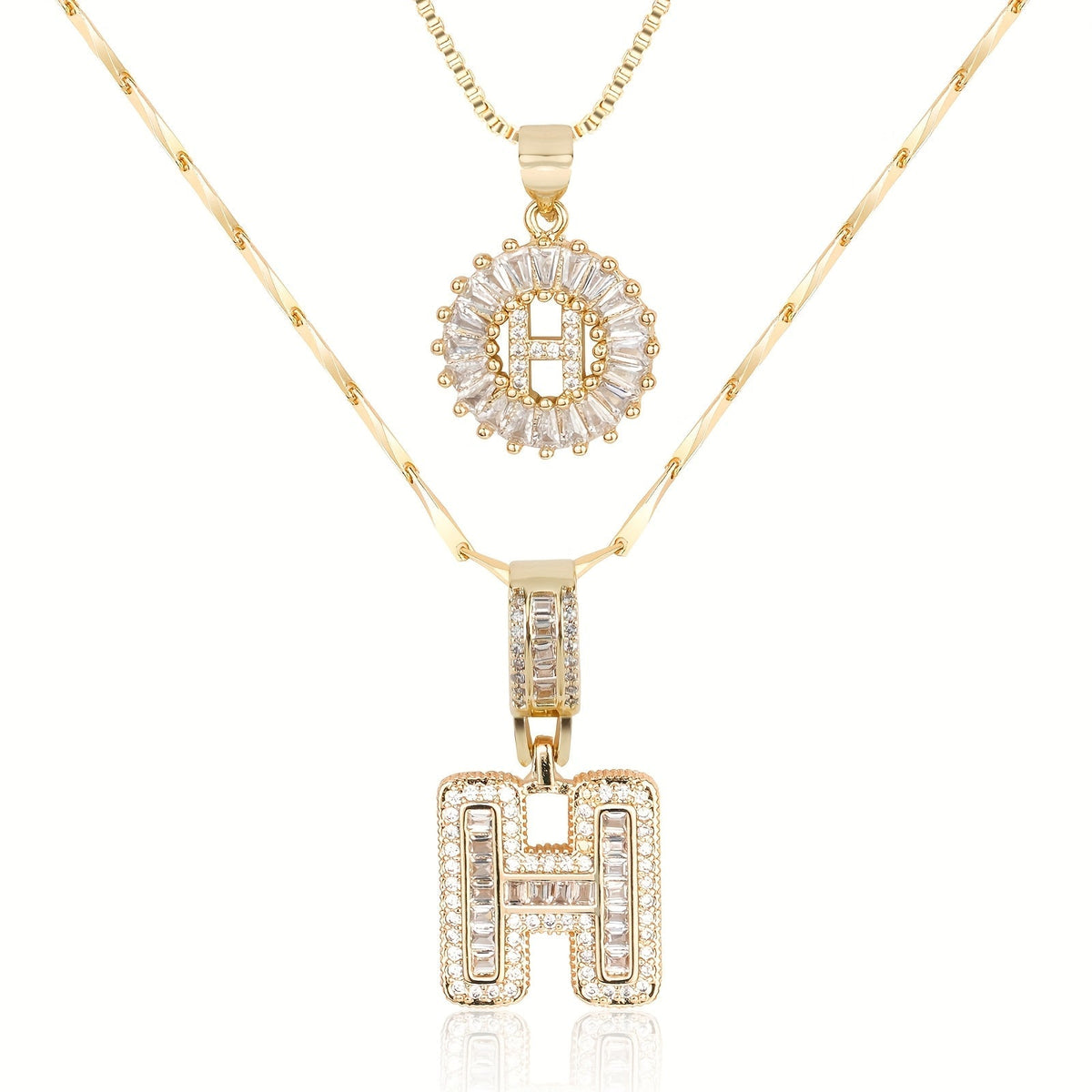 Set de 2 Collares con Inicial y Brillo