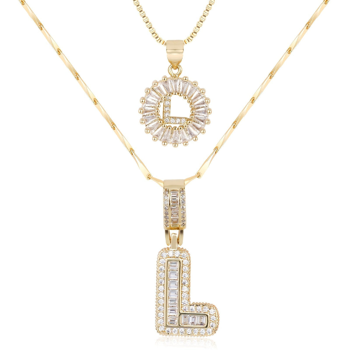 Set de 2 Collares con Inicial y Brillo