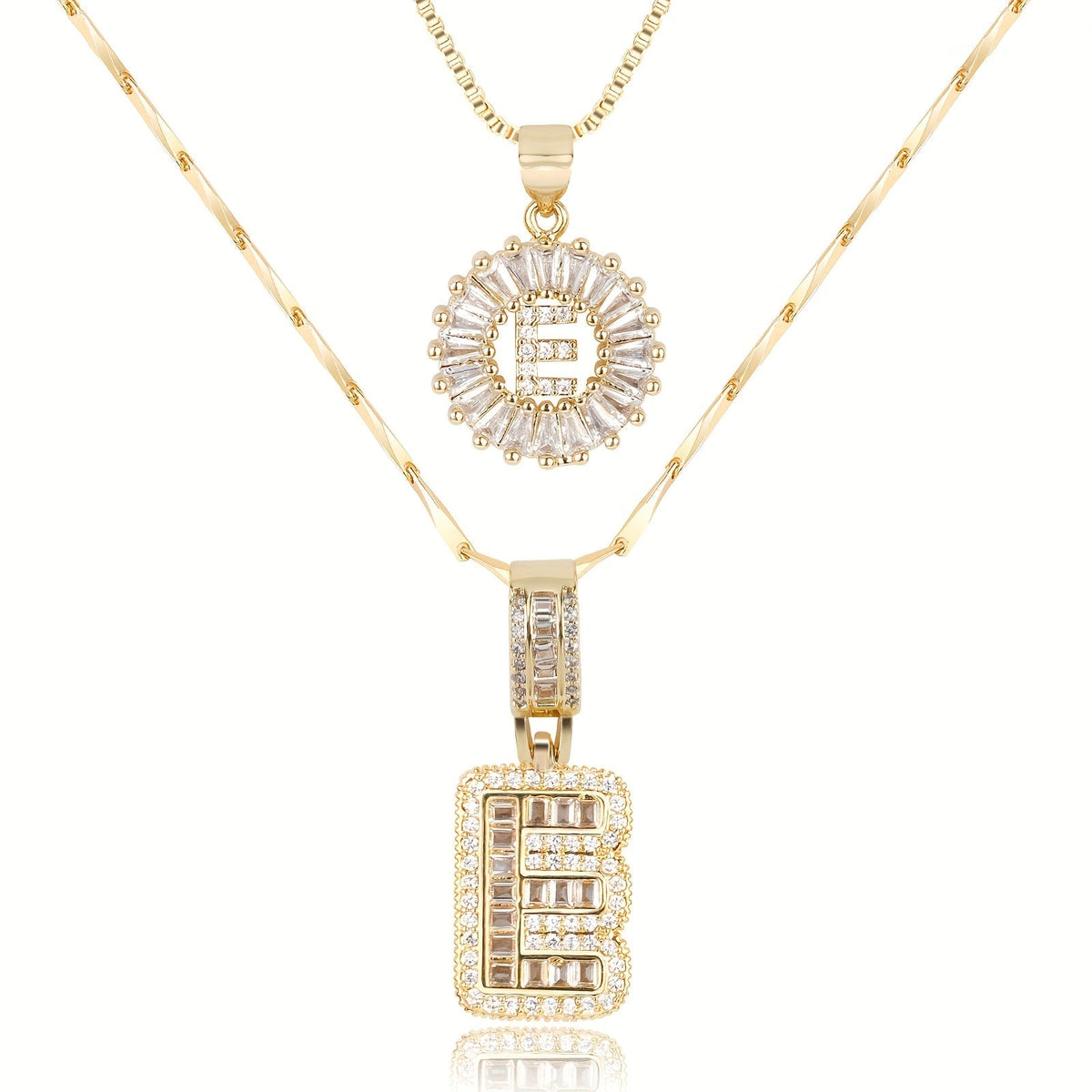 Set de 2 Collares con Inicial y Brillo