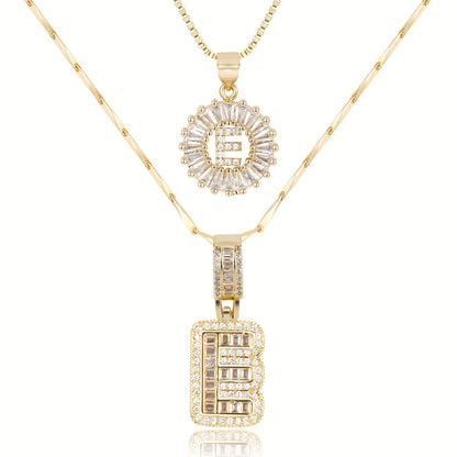 Set de 2 Collares con Inicial y Brillo