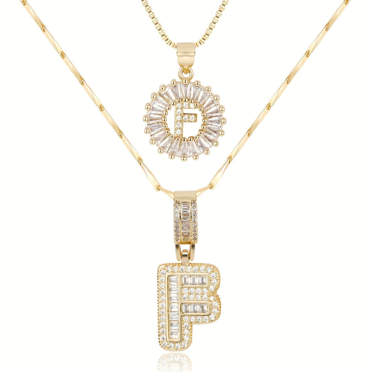 Set de 2 Collares con Inicial y Brillo