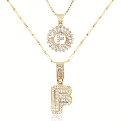 Set de 2 Collares con Inicial y Brillo