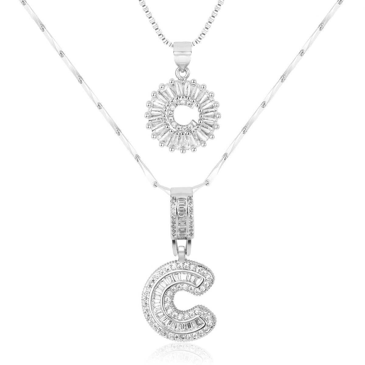 Set de 2 Collares con Inicial y Brillo