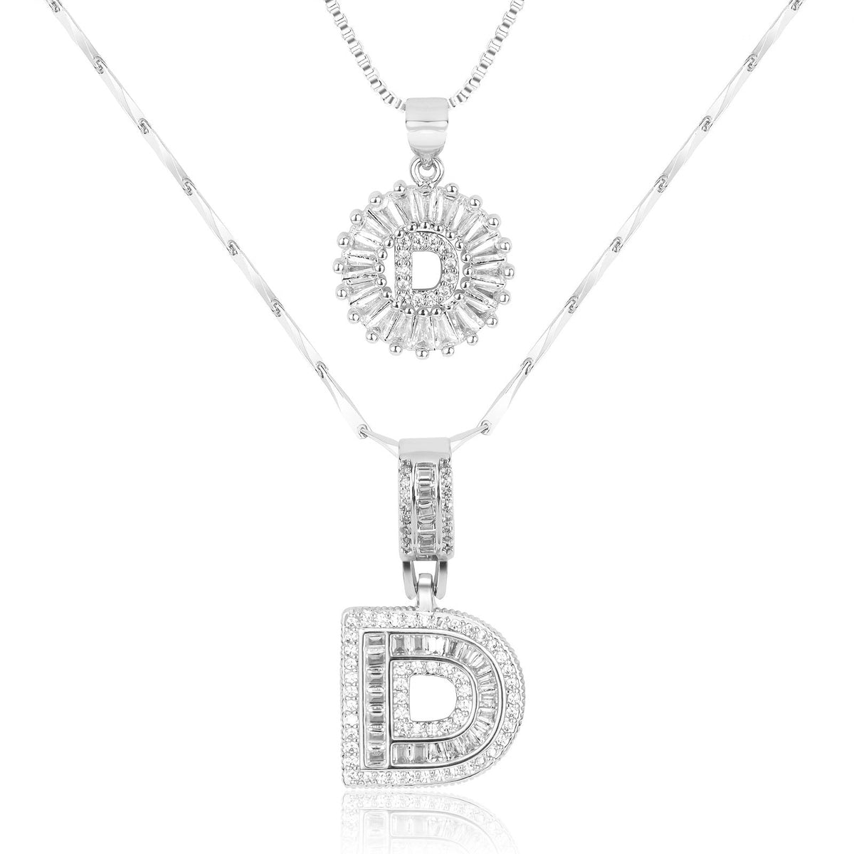 Set de 2 Collares con Inicial y Brillo