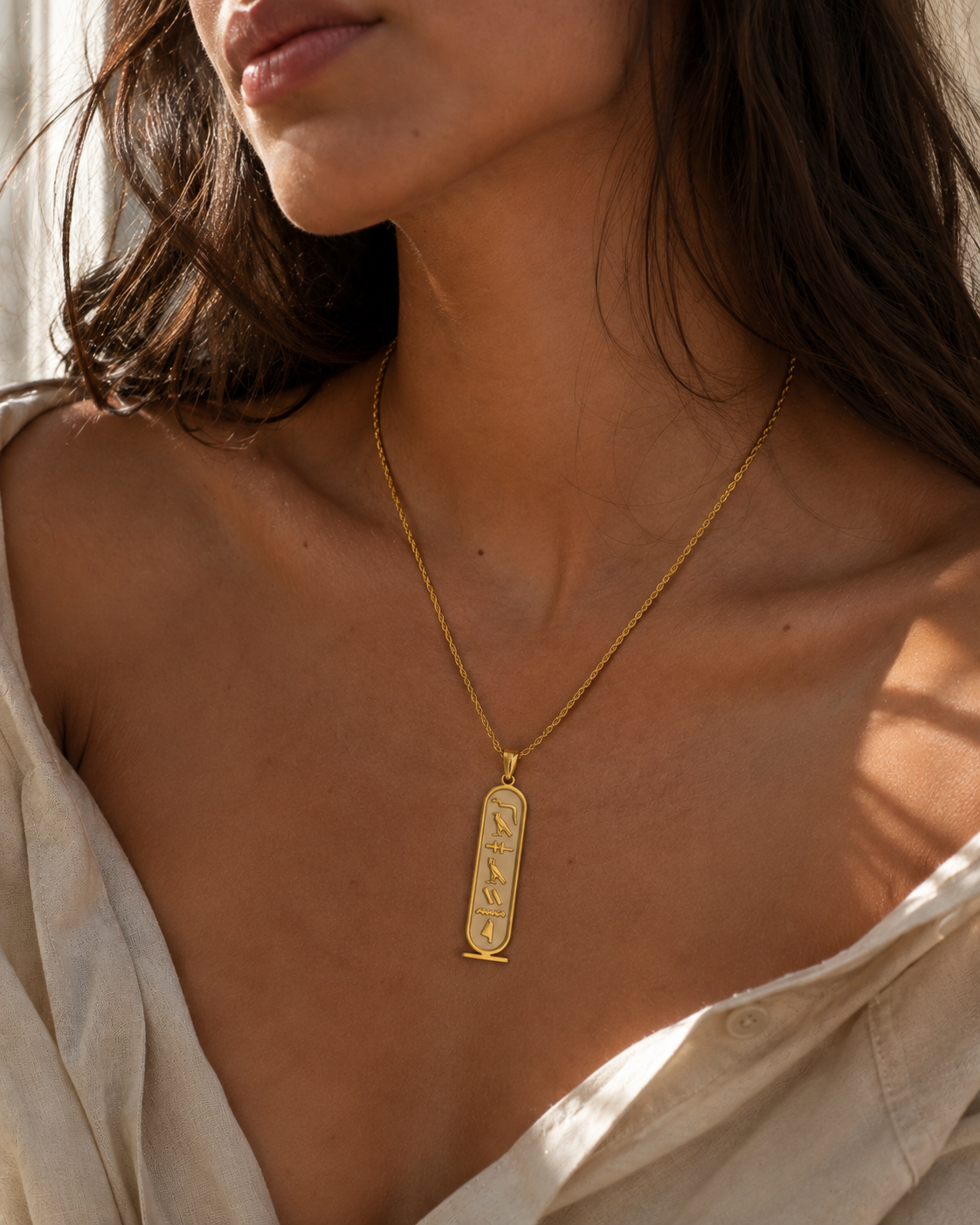 Collar Cartucho Egipcio con Jeroglíficos, Personalizado con Tu Nombre