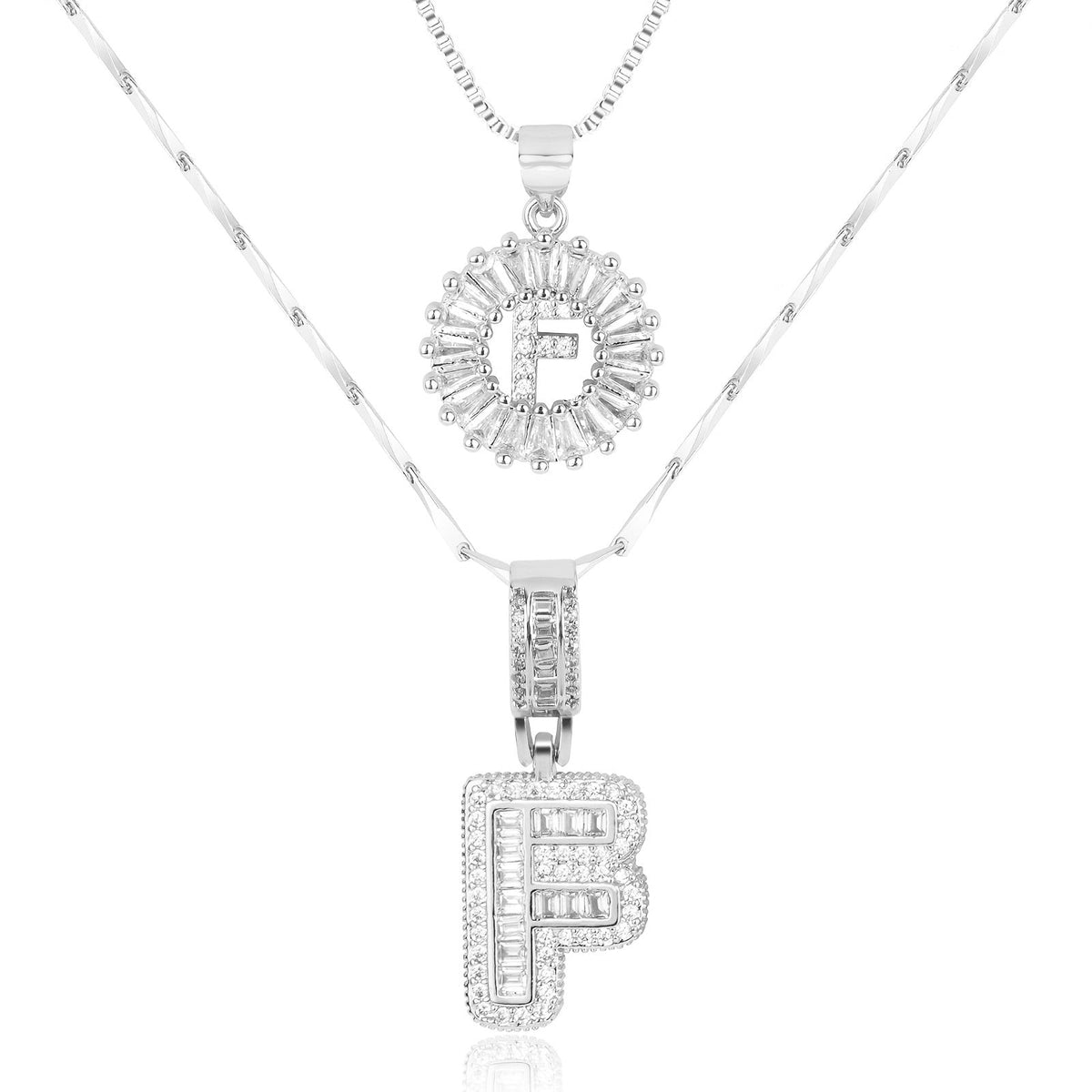 Set de 2 Collares con Inicial y Brillo