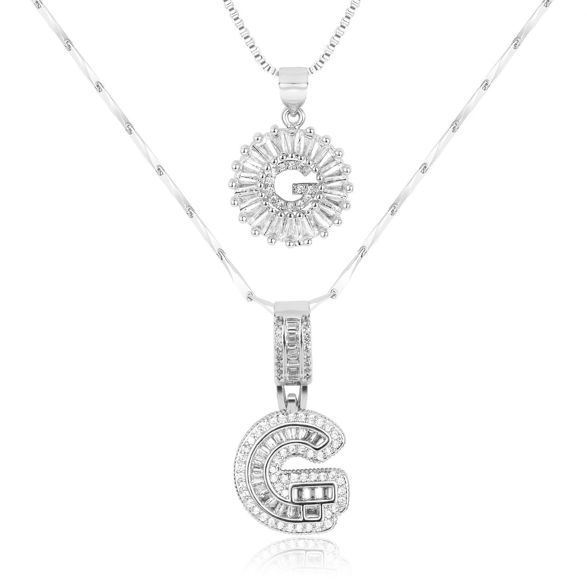 Set de 2 Collares con Inicial y Brillo