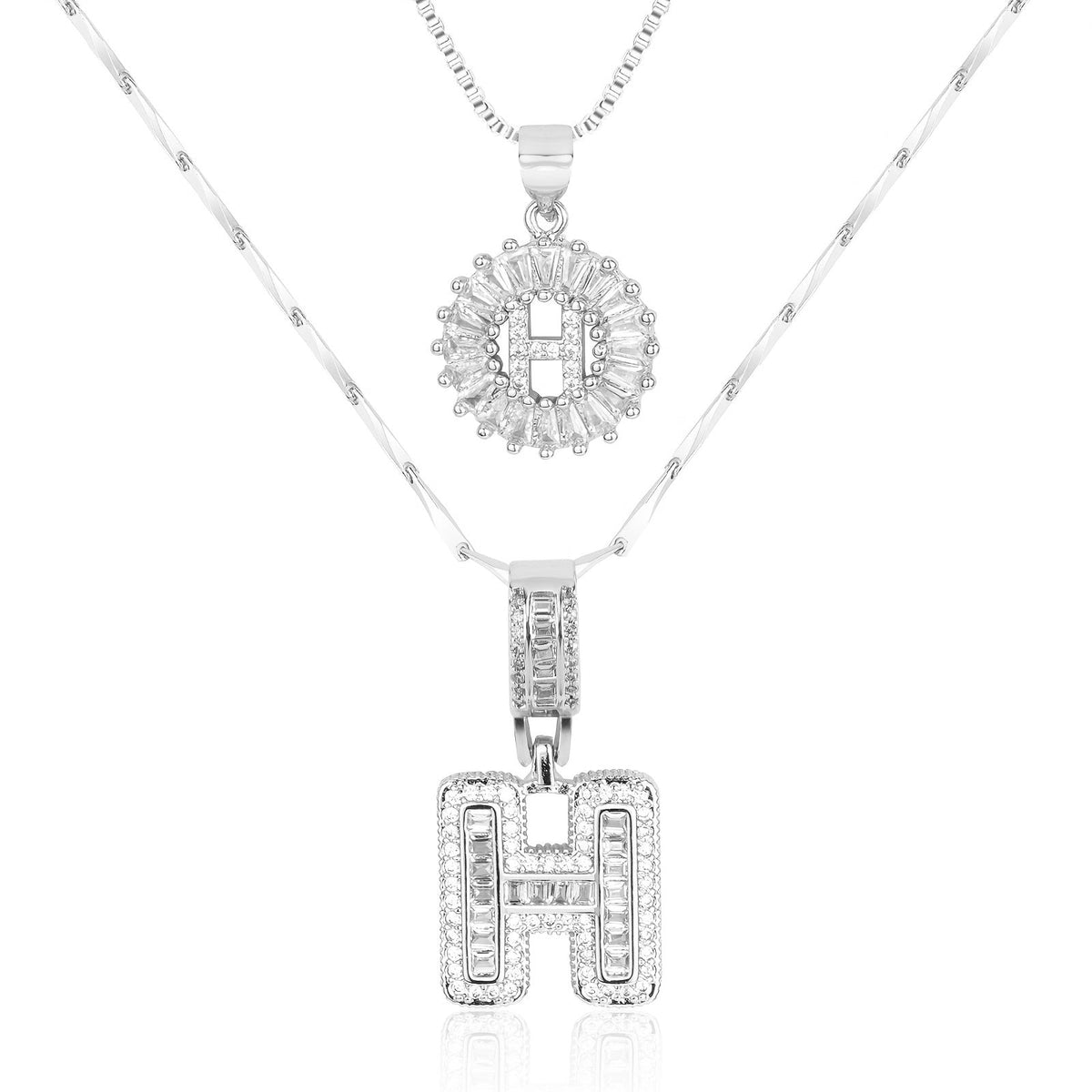 Set de 2 Collares con Inicial y Brillo