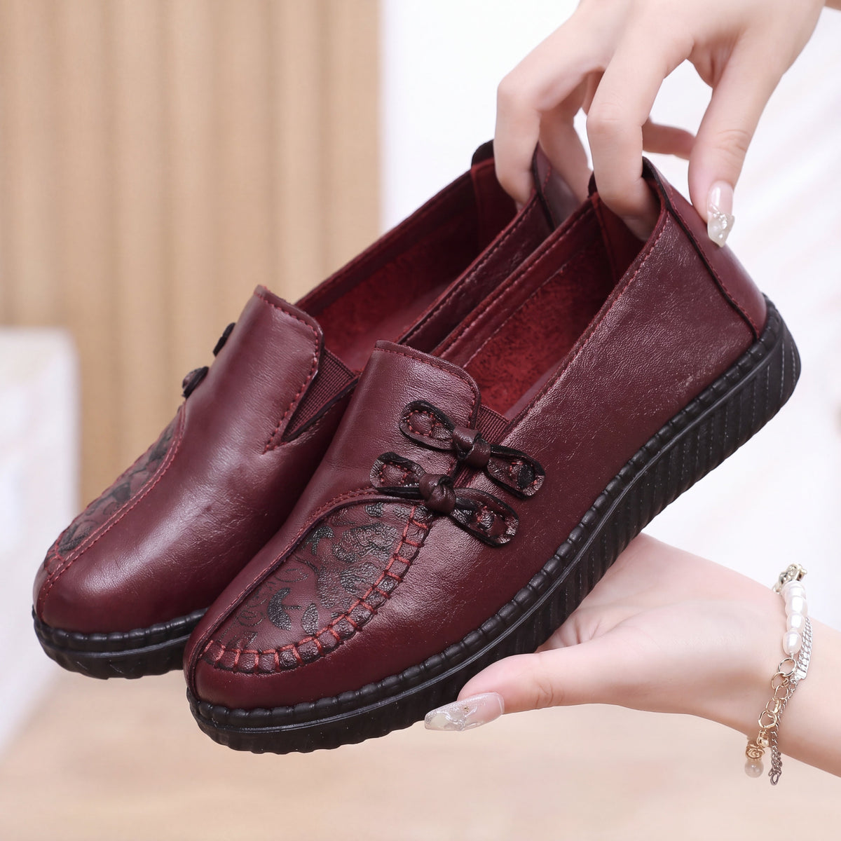 Carmen™ | Mocasines de Piel Confort con Bordado Floral