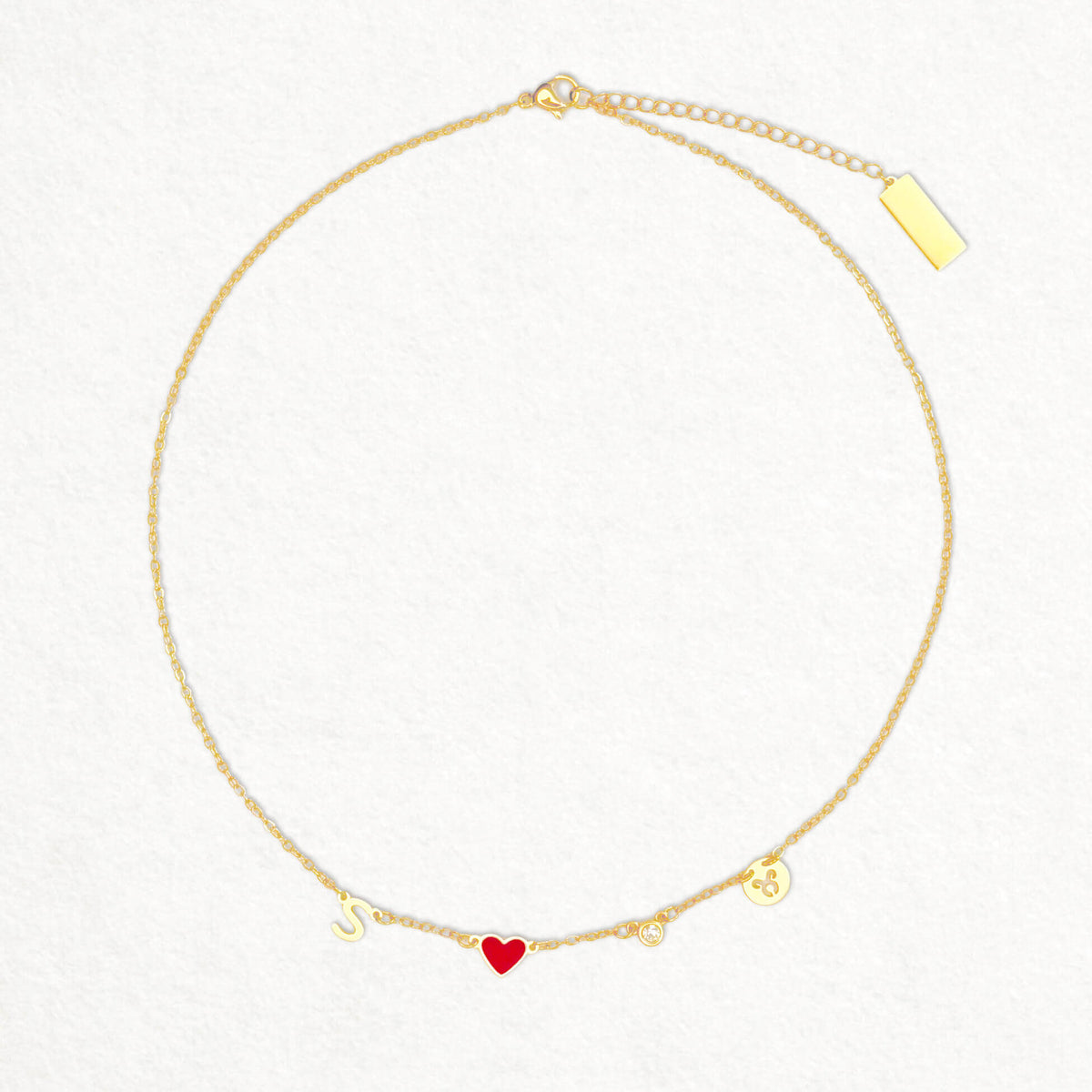 Collar Inicial con Corazón, Piedra de Nacimiento y Signo del Zodiaco