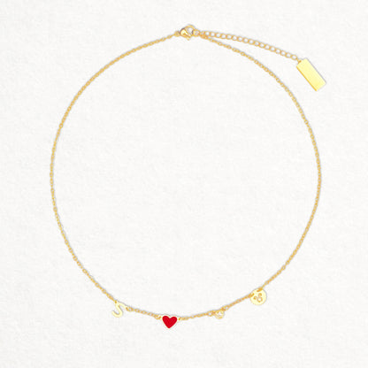 Collar Inicial con Corazón, Piedra de Nacimiento y Signo del Zodiaco