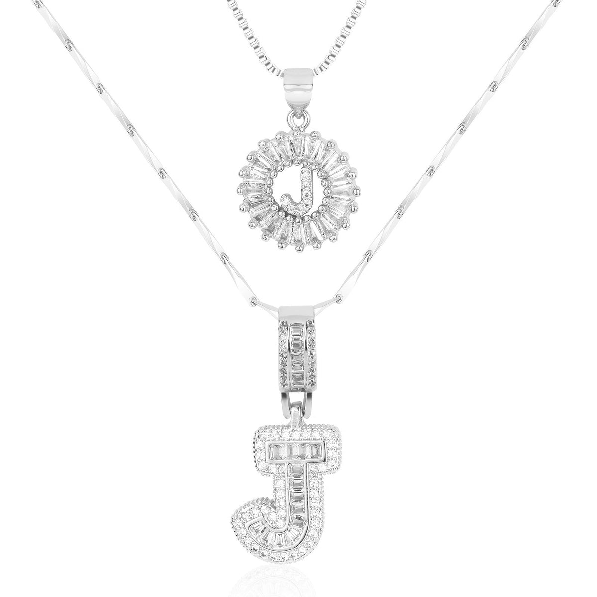Set de 2 Collares con Inicial y Brillo
