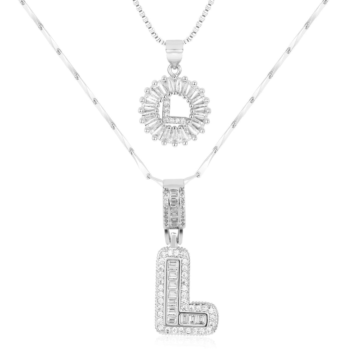 Set de 2 Collares con Inicial y Brillo