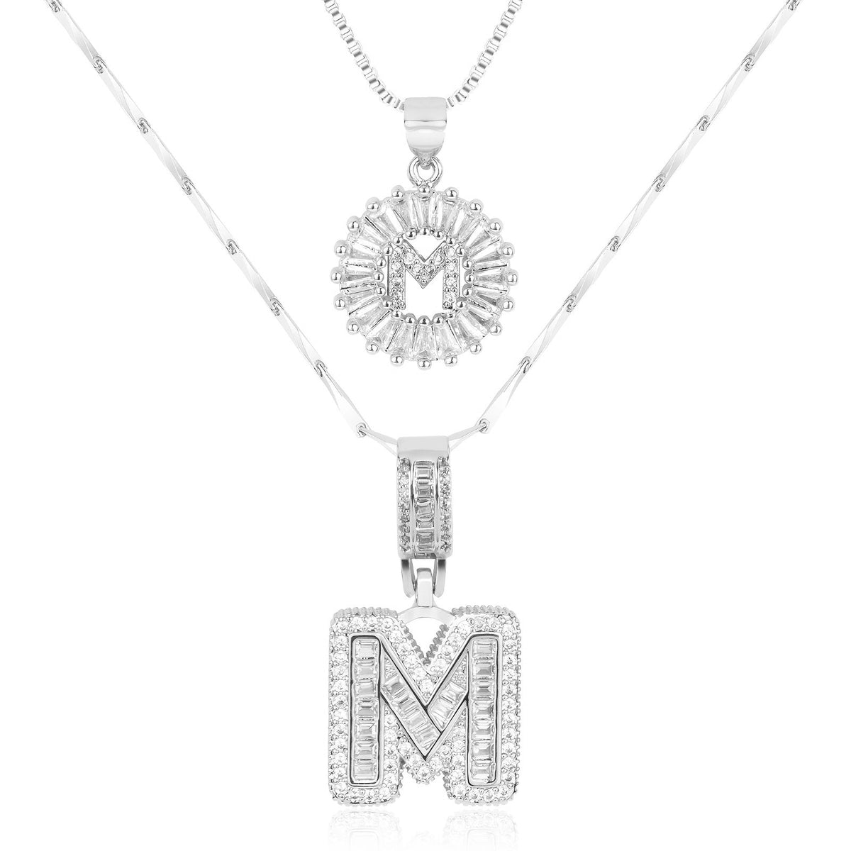 Set de 2 Collares con Inicial y Brillo