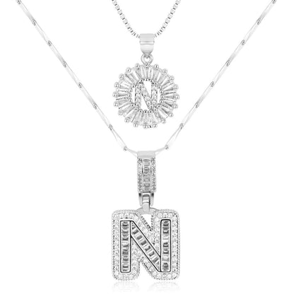 Set de 2 Collares con Inicial y Brillo